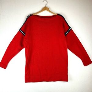 Vintage Wool Ski Sweater Red With Stripe Men's XL